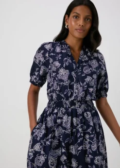 Navy Paisley Midi Dress