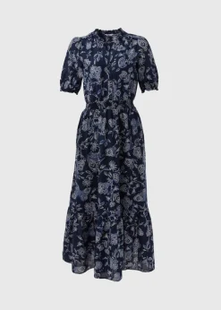 Navy Paisley Midi Dress