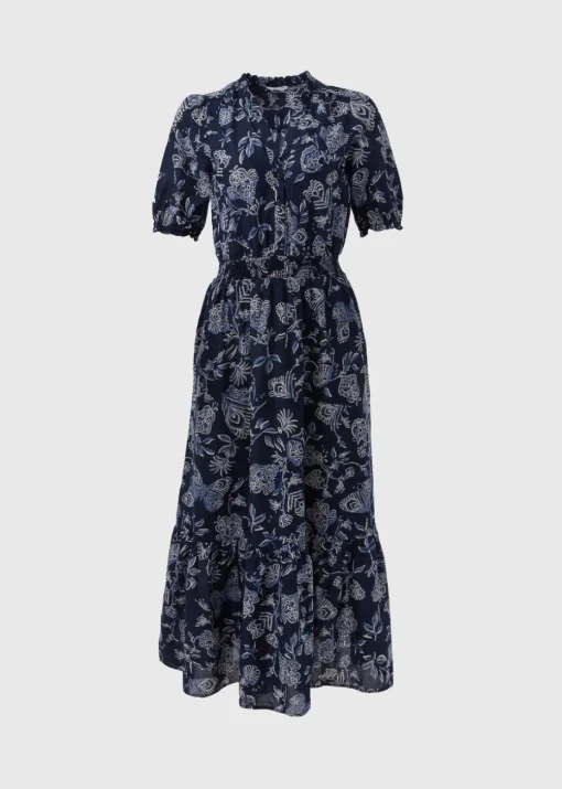 Navy Paisley Midi Dress