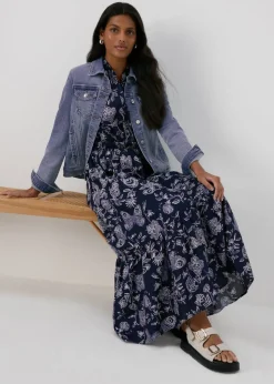 Navy Paisley Midi Dress