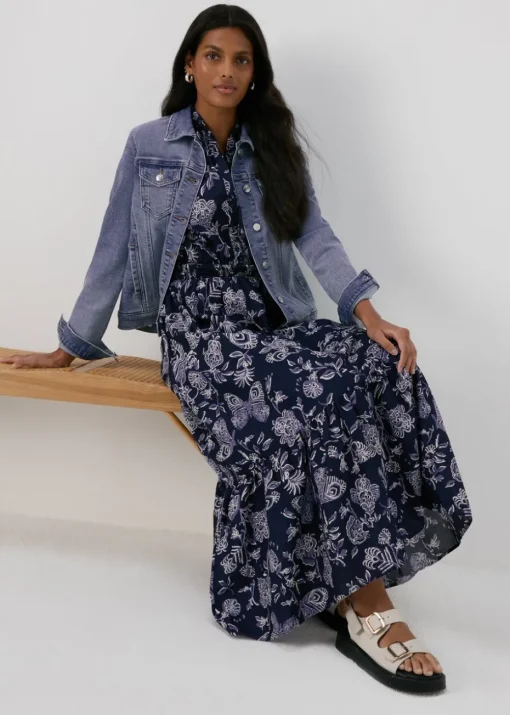 Navy Paisley Midi Dress