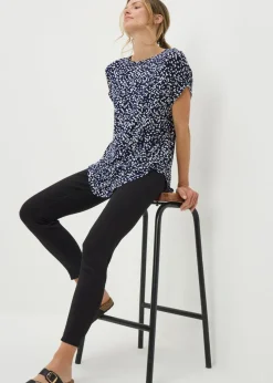 Navy Patterned Longline T-Shirt