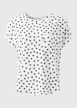Navy Spot Print Pocket Box Top