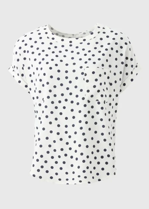 Navy Spot Print Pocket Box Top
