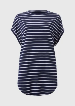Navy Stripe Longline T-Shirt