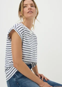 Navy Stripe Short Sleeve Top