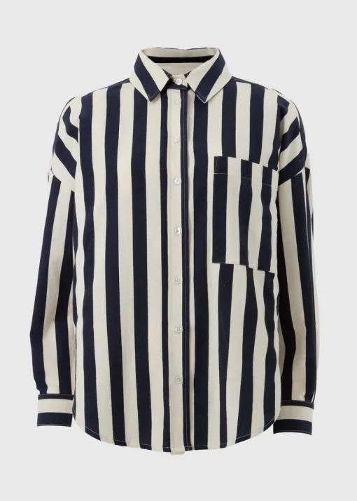 Navy Wide Stripe Shirt