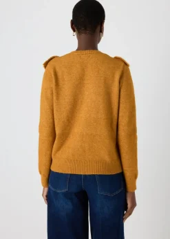 Orange Pointelle Frill Knitted Jumper