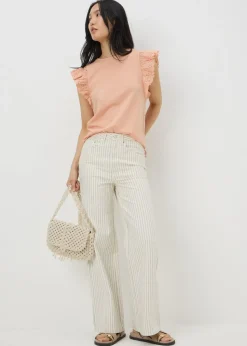 Peach Broderie Sleeve T-Shirt