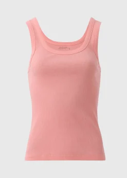 Peach Ribbed Scoop Neck Vest Top