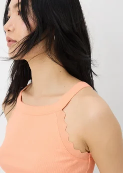 Peach Scalloped Edge Vest Top