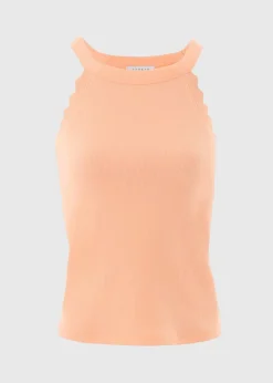 Peach Scalloped Edge Vest Top