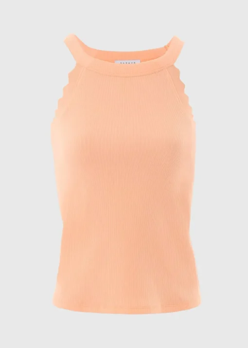 Peach Scalloped Edge Vest Top