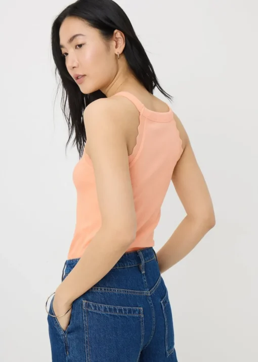 Peach Scalloped Edge Vest Top