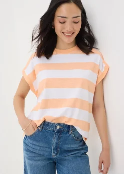 Peach Stripe Short Sleeve Top