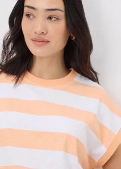 Peach Stripe Short Sleeve Top