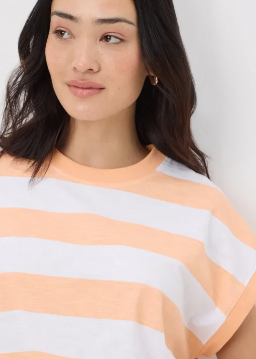 Peach Stripe Short Sleeve Top