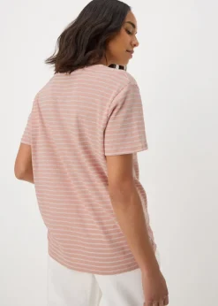 Pink Burnout Stripe Relaxed Fit T-Shirt