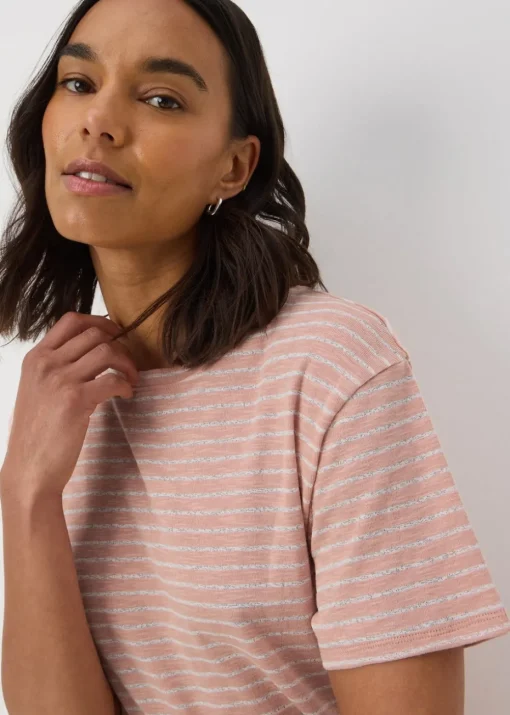 Pink Burnout Stripe Relaxed Fit T-Shirt