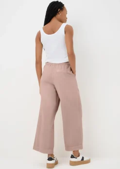 Pink Cropped Wide Leg Jeans