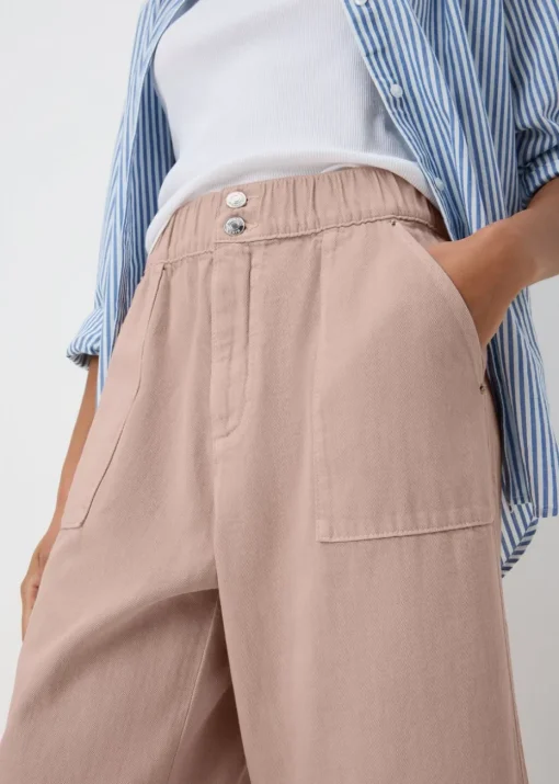 Pink Cropped Wide Leg Jeans