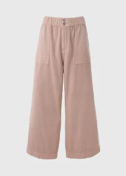 Pink Cropped Wide Leg Jeans
