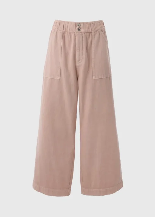 Pink Cropped Wide Leg Jeans