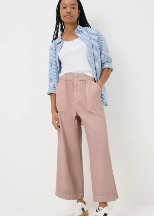 Pink Cropped Wide Leg Jeans