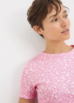 Pink Floral Fitted T-Shirt