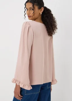 Pink Frill Sleeve Blouse