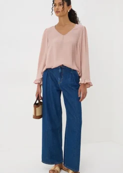 Pink Frill Sleeve Blouse