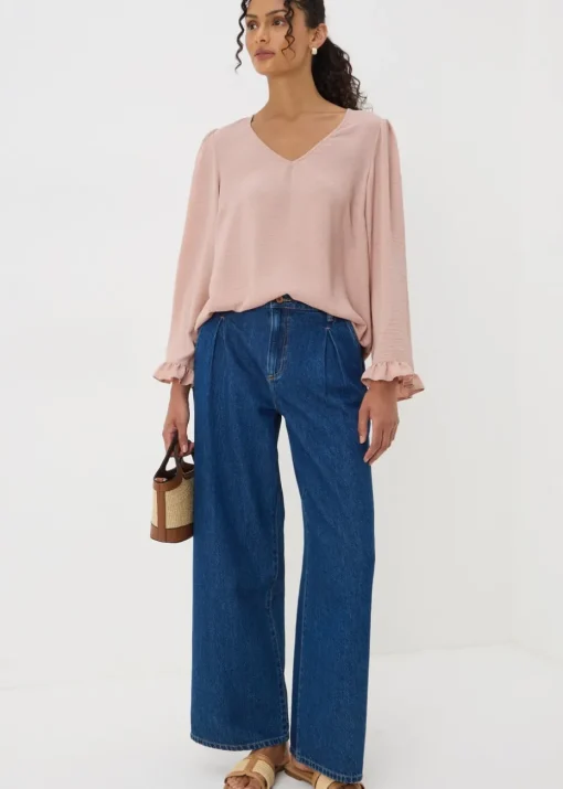 Pink Frill Sleeve Blouse