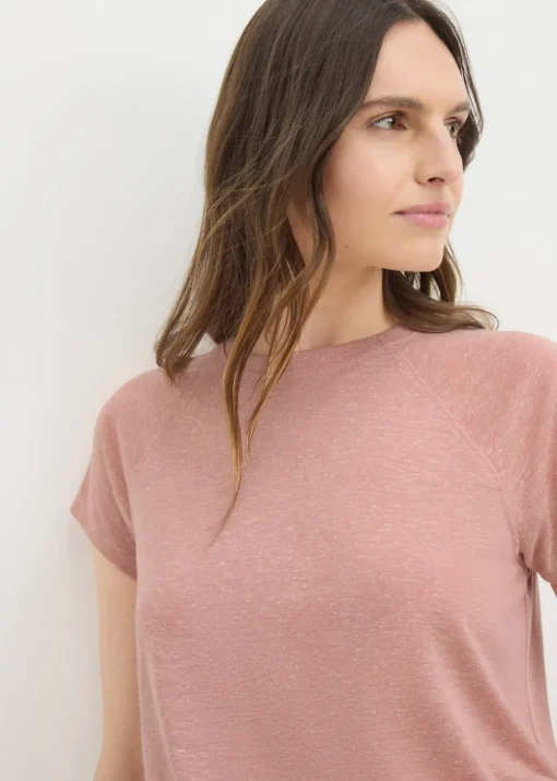 Pink Linen Blend Raglan T-Shirt