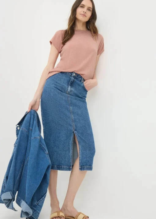 Pink Linen Blend Raglan T-Shirt