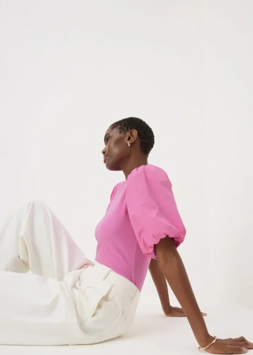 Pink Puff Sleeve T-Shirt