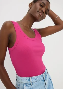 Pink Ribbed Scoop Neck Vest