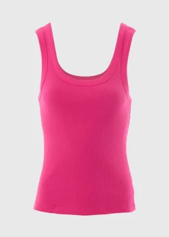Pink Ribbed Scoop Neck Vest