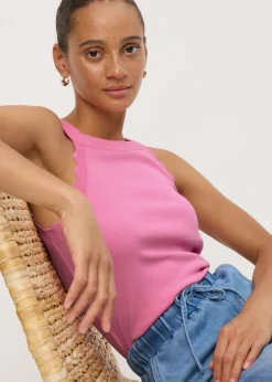 Pink Scalloped Edge Racer Back Vest Top
