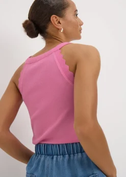 Pink Scalloped Edge Racer Back Vest Top