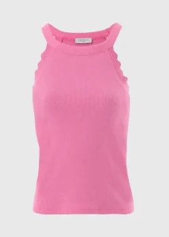 Pink Scalloped Edge Racer Back Vest Top