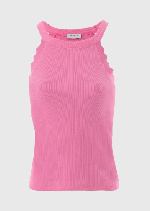 Pink Scalloped Edge Racer Back Vest Top