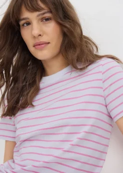 Pink Stripe Crew Neck T-Shirt