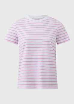 Pink Stripe Crew Neck T-Shirt