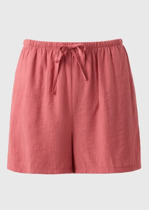 Pink Textured Shorts