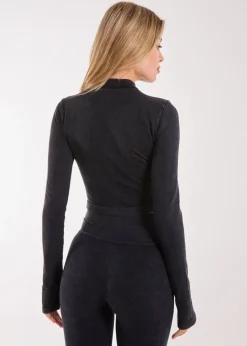 Pink Vanilla Black Active Rib Double  Zip Top