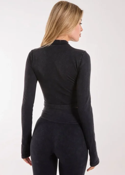 Pink Vanilla Black Active Rib Double  Zip Top
