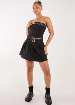Pink Vanilla Black Belted Bandeau Top