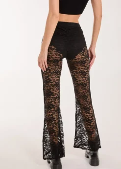 Pink Vanilla Black Lace Flared Trousers