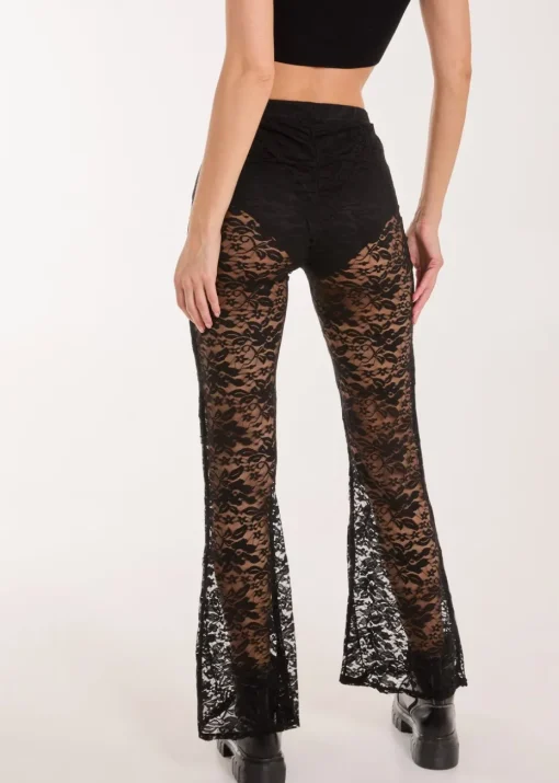 Pink Vanilla Black Lace Flared Trousers