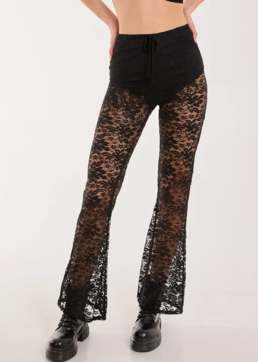 Pink Vanilla Black Lace Flared Trousers
